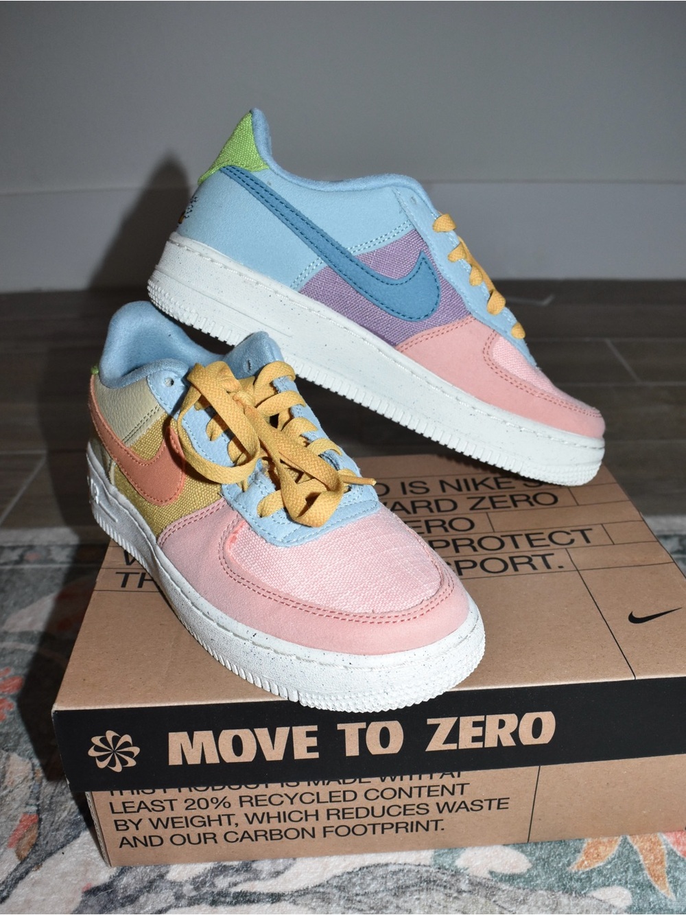 Nike Air Force 1 LV8NN (GS) “Move to Zero” Pastel Colorblock Sneakers sz Y5/W6.5 - Picture 7 of 7